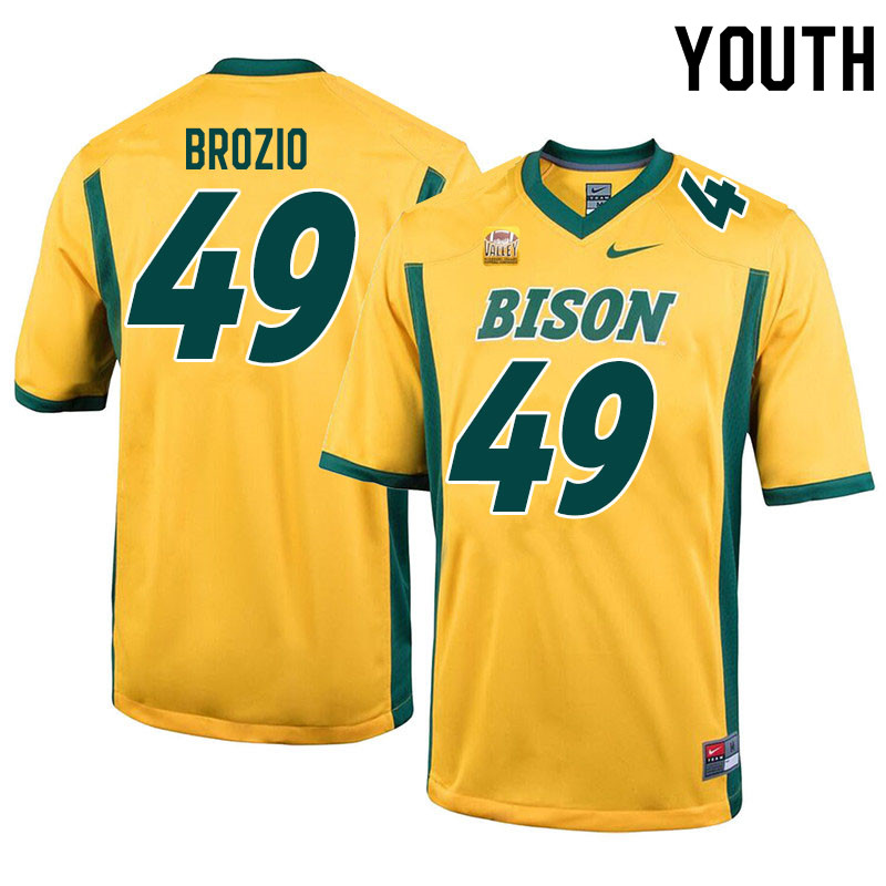 Youth #49 Hunter Brozio North Dakota State Bison College Football Jerseys Sale-Yellow - Click Image to Close